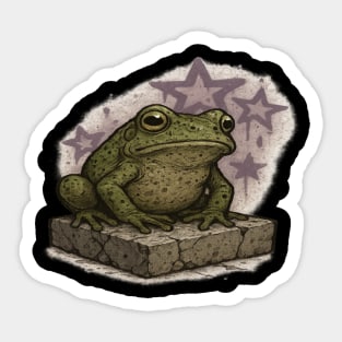 Cosmic Frog Sitting on Stone in Graffiti Style Sticker